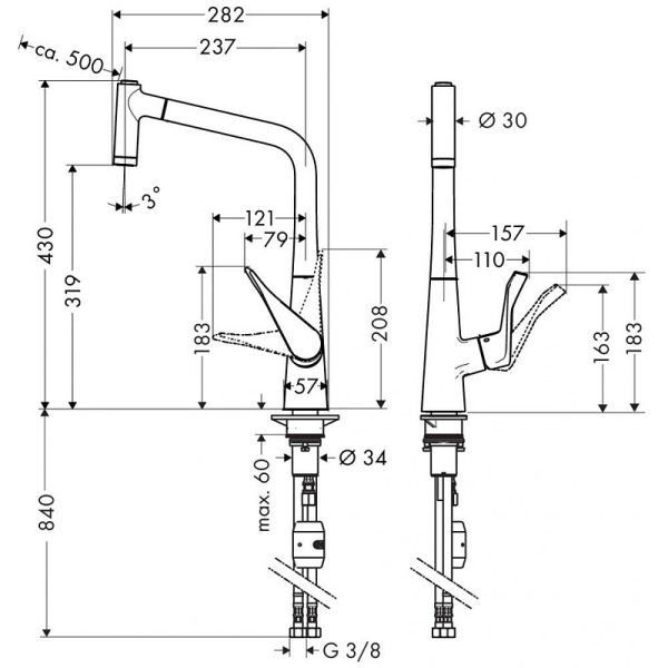 Смеситель для кухни Hansgrohe Metris 14780800 сталь Смеситель для кухни Hansgrohe Metris 14780800 сталь