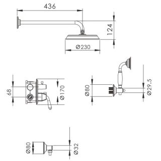Душевая система Rose R0235E золото Душевая система Rose R0235E золото