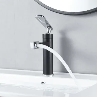 Смеситель для раковины Shevanik S6601H с поворотным носиком чёрный/хром Смеситель для раковины Shevanik S6601H с поворотным носиком чёрный/хром