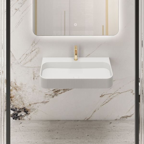 Раковина Solid Surface Vincea VWB-6SG75MW, 750*460*120, подвесная, цвет белый матовый