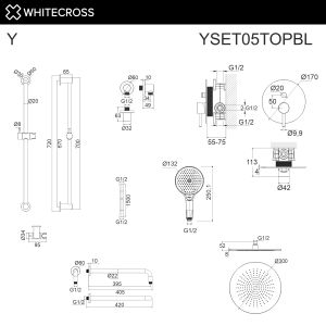 Душевой комплект WHITECROSS Y YSET05TOPNIB брашированный никель