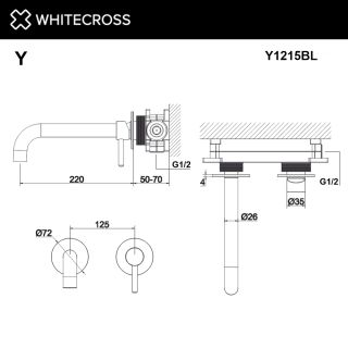 Смеситель для раковины встраиваемый Whitecross Y Y1215CR хром