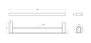 Полотенцедержатель двойной Cezares Вектор (Stylus) STYLUS-THD-60-NOP чёрный матовый