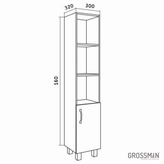 Пенал напольный Grossman Флай 303002 30 см дуб сонома/серый