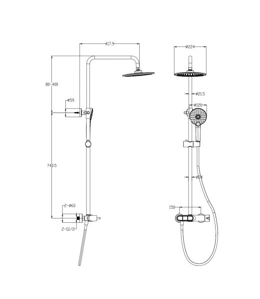 Душевая стойка Wonzon & Woghand Muse Corno WW-A30653-MW белый матовый