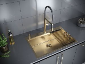 Мойка кухонная Paulmark Kroner-Pro PM707551-BG брашированное золото
