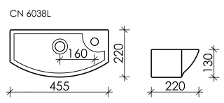 Подвесная раковина Ceramica Nova Element CN6038L 46см отверстие под смеситель справа белый Подвесная раковина Ceramica Nova Element CN6038L 46см отверстие под смеситель справа белый