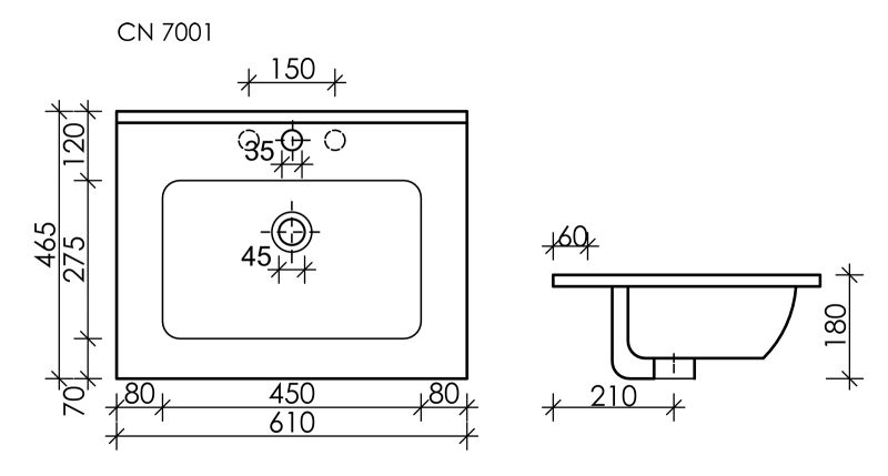 Мебельная раковина Ceramica Nova Element CN7001MB 61см чёрный матовый