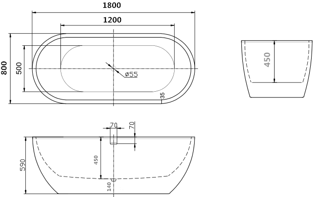 Акриловая ванна Art&Max 180x80см белый AM-218-1800-800 Акриловая ванна Art&Max 180x80см белый AM-218-1800-800