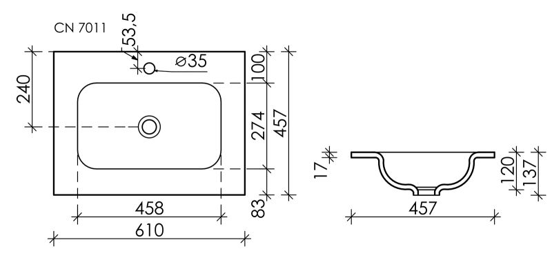 Мебельная раковина Ceramica Nova Element CN7011 61см белый