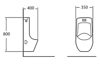 Писсуар настенный SantiLine SL-6002MB функция электронного смыва чёрный матовый Писсуар настенный SantiLine SL-6002MB функция электронного смыва чёрный матовый