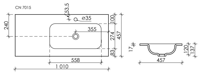 Мебельная раковина Ceramica Nova Element CN7015 чаша справа 101см белый