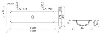 Мебельная раковина Ceramica Nova Element CN7016 на два смесителя 121см белый Мебельная раковина Ceramica Nova Element CN7016 на два смесителя 121см белый