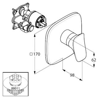 Встраиваемый смеситель для душа Kludi Ambienta хром 536550575 Встраиваемый смеситель для душа Kludi Ambienta хром 536550575