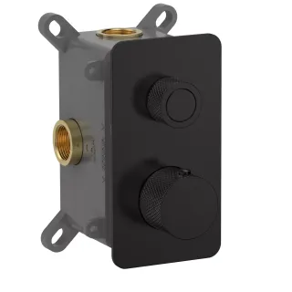 Встраиваемый смеситель-термостат на 1 источник AQUAme AQM8810MB с регулировкой напора чёрный матовый