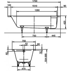 Стальная ванна Kaldewei Puro 170х75 с покрытием easy-clean