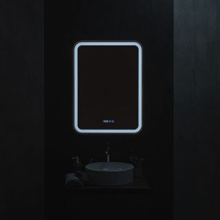 Зеркальный шкаф с подсветкой подогревом и часами AQUAme Фиджи AQM9204 левый 60 см антрацит