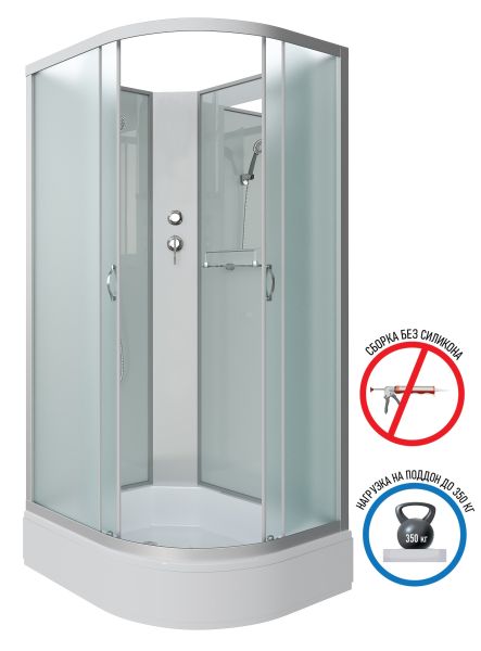 Душевая кабина Niagara NG-33984-14LBK 90x80см серебро/матовое