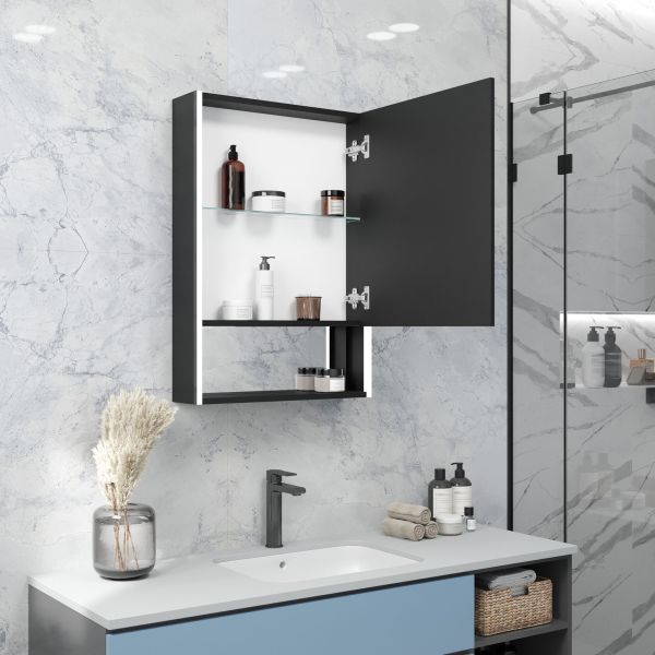 Зеркало-шкаф Reflexion Box Black 50 RF2419BL с подсветкой 50х80