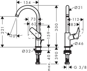Смеситель Hansgrohe Logis 71130000 для раковины с д/к