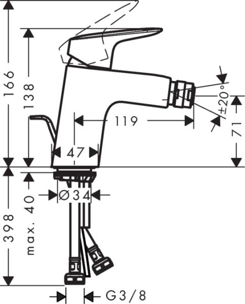 Смеситель Hansgrohe Logis 71204000 для биде с д/к