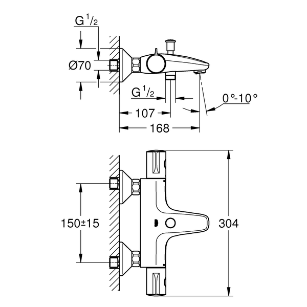 Смеситель для ванны Grohe Grohtherm 34576000 хром