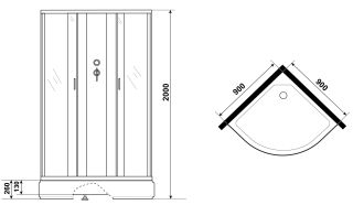 Душевая кабина Niagara NG-3501-14BK 90x90см серебро/тонированное