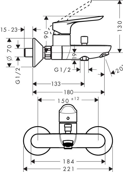 Смеситель Hansgrohe Logis E для ванны 71403000