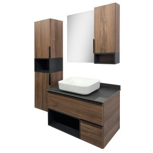 Зеркало-шкаф Comforty Штутгарт-90 дуб тёмно-коричневый