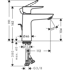 Смеситель Hansgrohe Talis E для раковины 71710990 с донным клапаном
