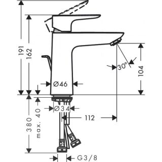 Смеситель Hansgrohe Talis E для раковины 71710990 с донным клапаном Смеситель Hansgrohe Talis E для раковины 71710990 с донным клапаном