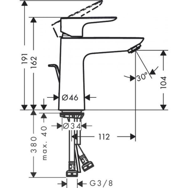 Смеситель Hansgrohe Talis E для раковины 71710990 с донным клапаном