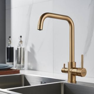 Смеситель для кухни Shevanik S228G с подключением фильтра золотой сатин Смеситель для кухни Shevanik S228G с подключением фильтра золотой сатин