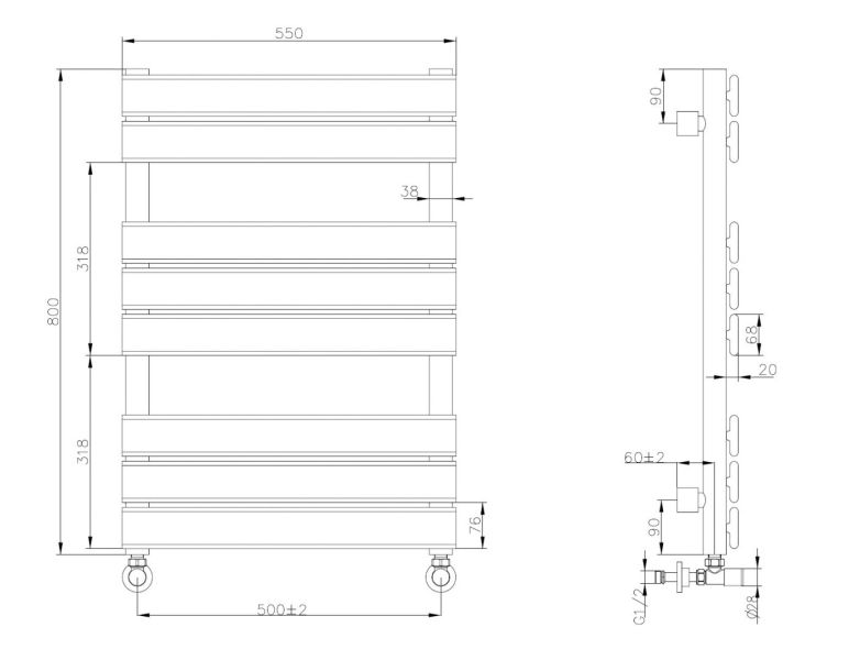 Водяной полотенцесушитель Boheme Venturo 720-B чёрный матовый