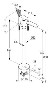 Напольный смеситель для ванны Kludi Ambienta хром 535900575