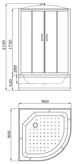 Душевая кабина Parly 90x90см EF921