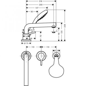Смеситель Hansgrohe Тalis S New 72417000 на борт ванны