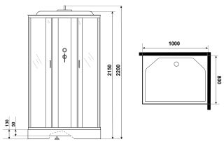 Душевая кабина Niagara NG-43085-14QF с гидромассажем 100x80см серебро/матовое