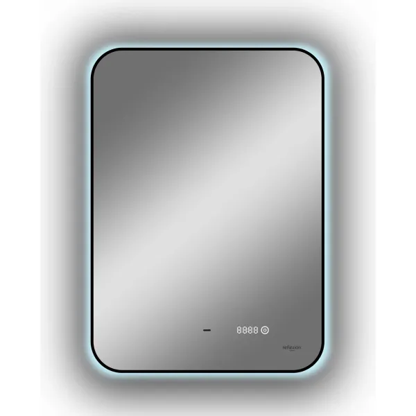 Зеркало Reflexion Black View RF4001BV бесконтактным сенсором диммером часами черной окантовкой 50х70