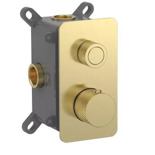 Встраиваемый смеситель-термостат на 1 источник AQUAme AQM8810BG с регулировкой напора золото брашированное