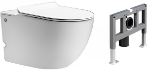 Подвесной унитаз с инсталляцией Cerutti SPA Barbaria Aria Pulse CT7277 с функцией импульсного смыва белый