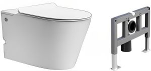 Подвесной унитаз с инсталляцией Cerutti SPA Argentera Aria Pulse CT7279 с функцией импульсного смыва белый
