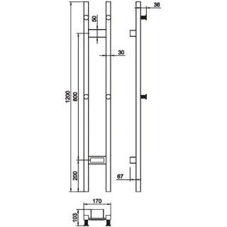 Полотенцесушитель электрический Boheme 2-трубы квадратный NICKEL BRUSH никель