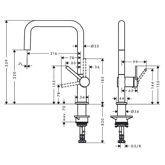 Смеситель Hansgrohe Talis M54 72806670 для кухни