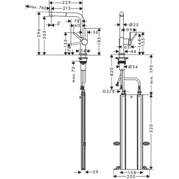 Смеситель Hansgrohe Talis M54 72809000 для кухни с вытяжным изливом Смеситель Hansgrohe Talis M54 72809000 для кухни с вытяжным изливом