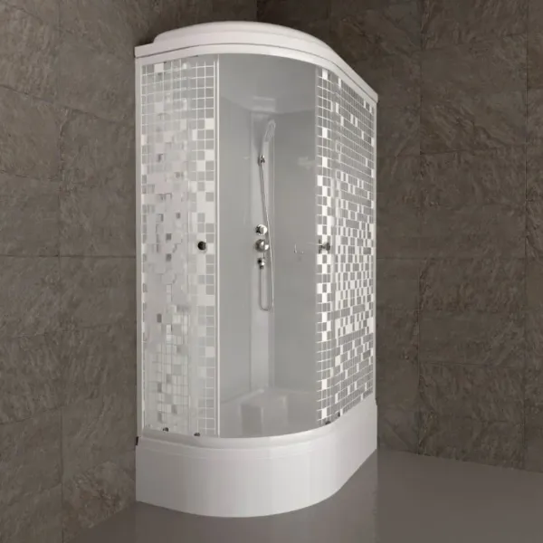 Душевая кабина Triton Коралл Щ0000061820 правая 120x80 см профиль белый стекло мозаика