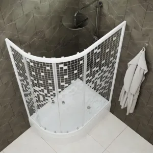 Душевой уголок Triton Коралл Щ0000038529 правый 120x80 см профиль белый стекло мозаика