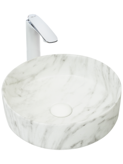 Раковина Weltwasser накладная мрамор белая с серым 355х355х120 WW ELBACH 3134 M820 10000004541