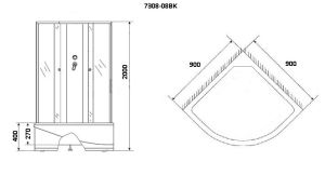 Душевая кабина Niagara NG-7308-14BK  90х90х200