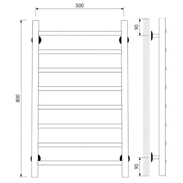 Полотенцесушитель водяной Laris Классик 73208006 П8 50x80см хром